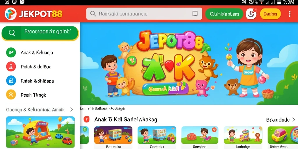 Tampilan antarmuka interaktif JEKPOT88 yang menyenangkan untuk anak-anak.