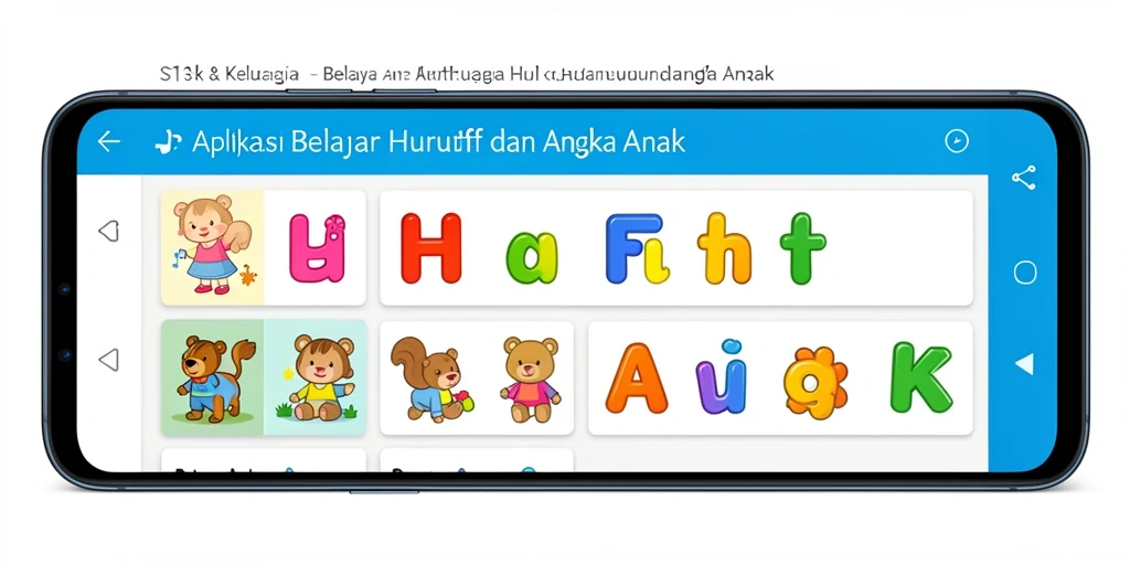 Tampilan antarmuka aplikasi S13 saat belajar huruf dan angka.