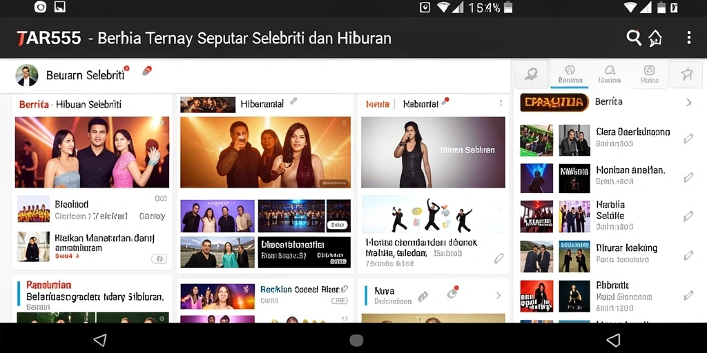 Antarmuka TAR555 menampilkan berita hiburan terkini dengan jelas.
