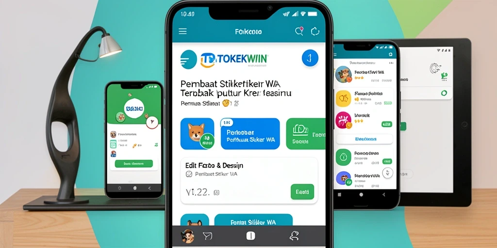 Tampilan antarmuka pengguna TOKEKWIN untuk pembuatan stiker yang intuitif dan menarik.