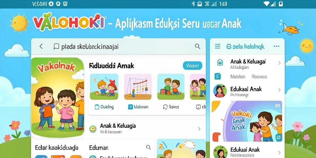 Antarmuka colorful dan interaktif VALOHOKI untuk anak.